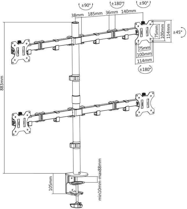 Actual product image Manhattan Table mount monitor arm (Table, 32")
