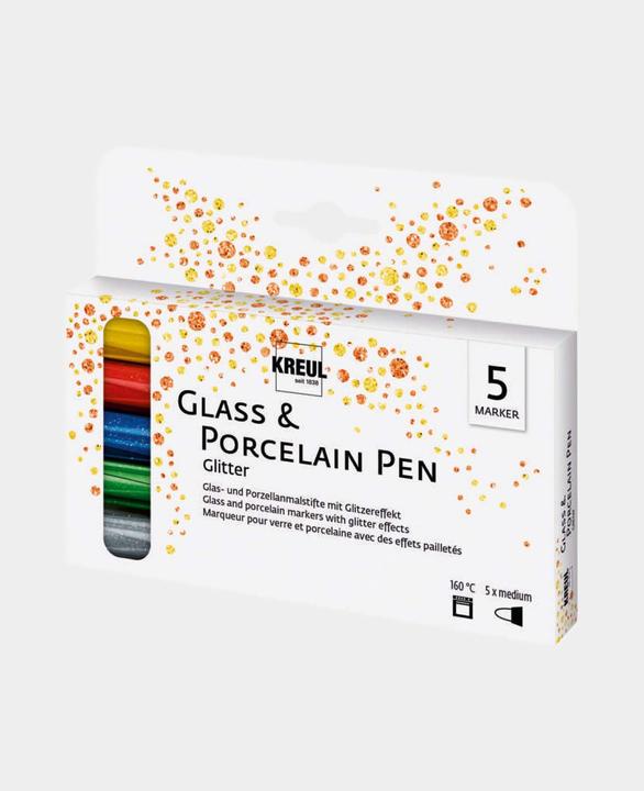 Image du produit Kreul Crayons à peindre le verre et la porcelaine (Bleu, Rouge, Vert clair, Anthracite, Jaune soleil)