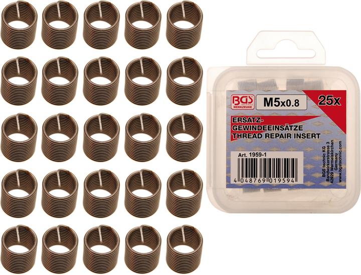 Produktbild BGS Ersatz-Gewindeeinsätze M5 x 0,8 mm 25-tlg.