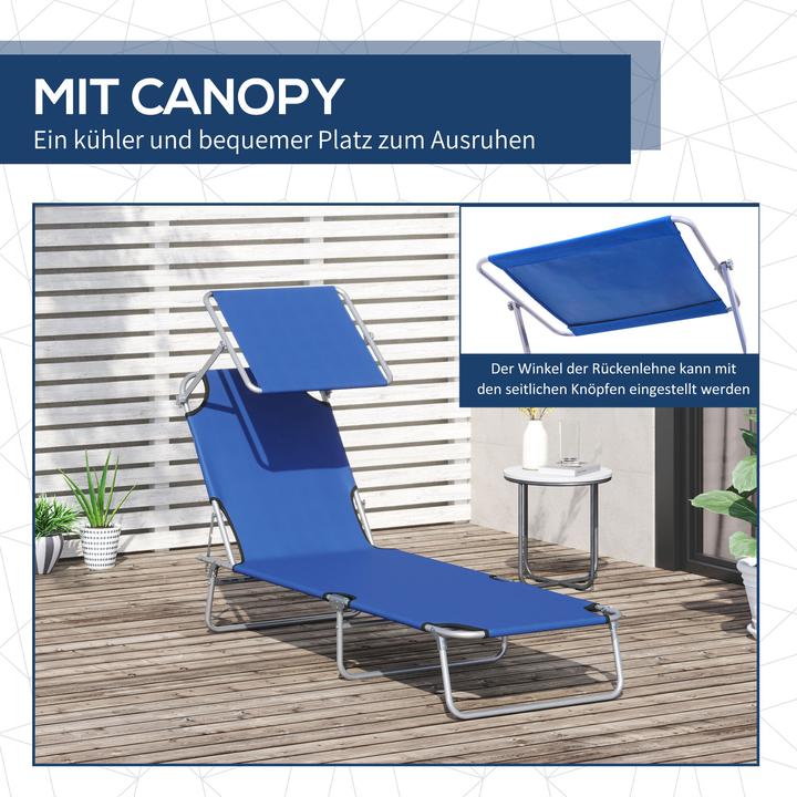 Produktbild Outsunny Sonnenliege mit Sonnenschutz (187 cm)