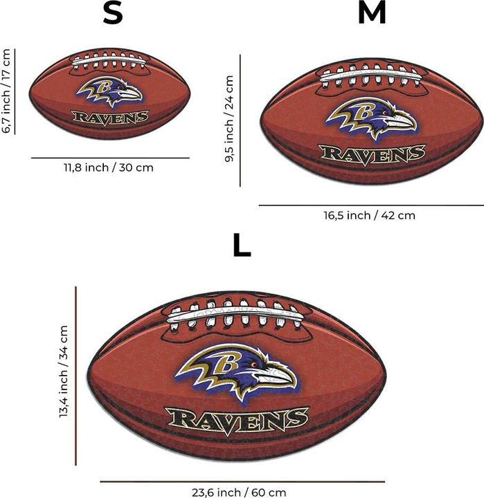 Image du produit Iconic NFL - Baltimore Ravens– Football avec Logo - Puzzle en bois Taille L (500 pièces) (500 pièces)