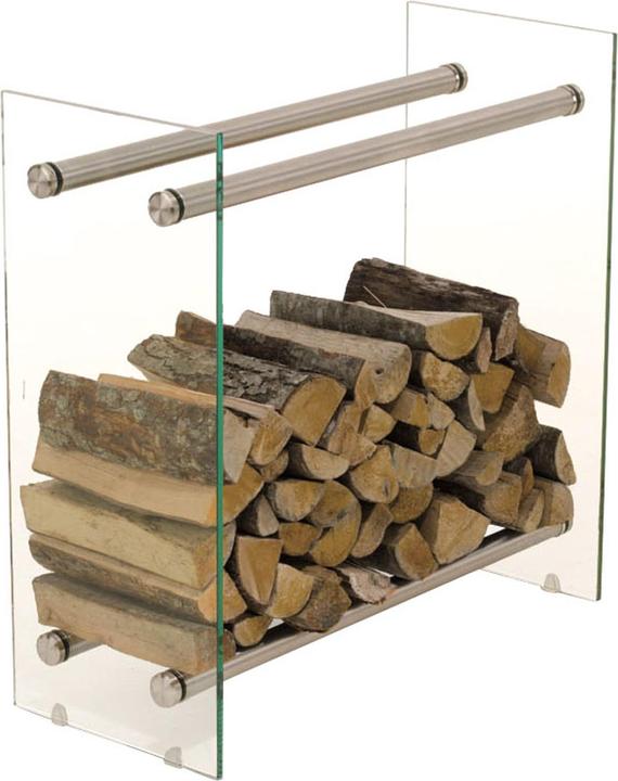 Image du produit CLP Présentoir à bois Dacio verre clair 35x80x60, inox (35 x 80 x 60 cm)