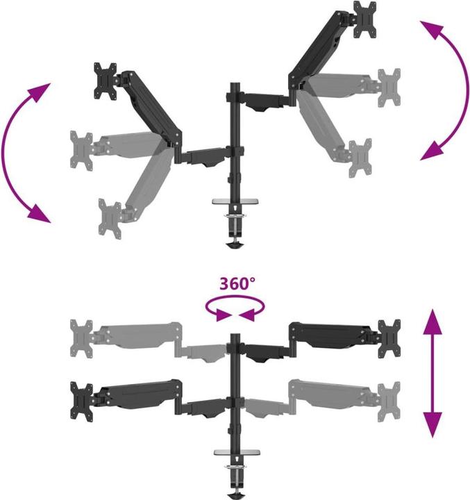 Actual product image VidaXL Double monitor arm for max 27 inch VESA 75/100 mm 20 kg (27")