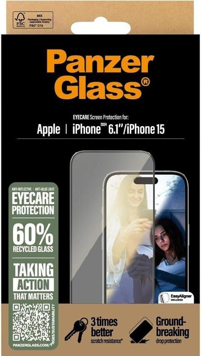 Actual product image PanzerGlass Eyecare Screen Protection (1 Piece, Apple iPhone 15, Apple iPhone 16)