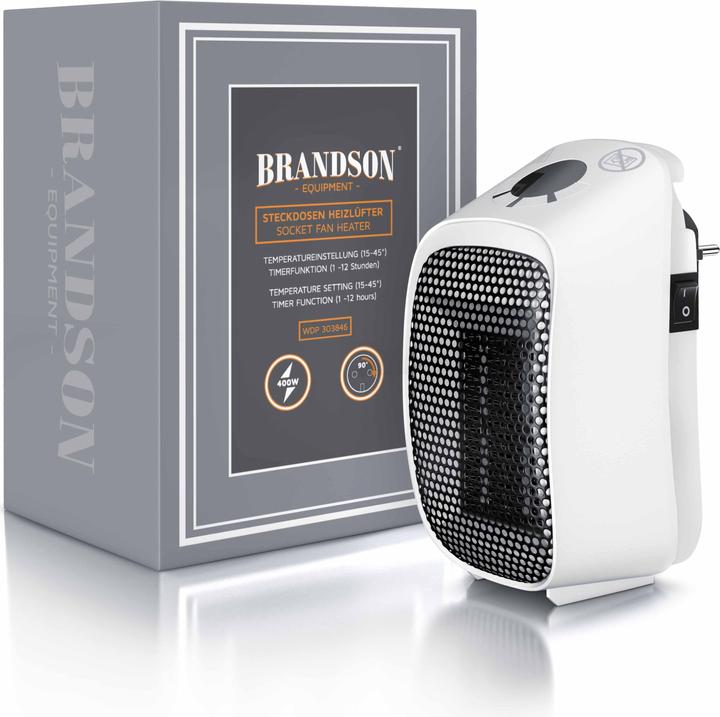 Immagine prodotto Brandson Mini termoventilatore con presa di corrente, termoventilatore in ceramica da 400W, termoventilatore (400 W)