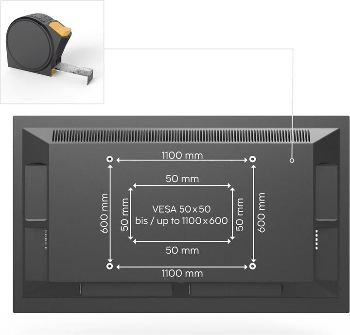Actual product image Hama TV wall bracket, rigid, 305 cm (120") up to 100 kg, wall distance 2.8 cm (Wall, 120", 100 kg)