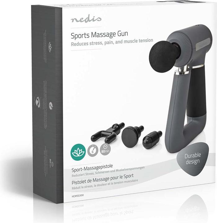 Produktbild Nedis Sport-Massagepistole Batteriebetrieben Eingebautes Lithium Ion Wiederaufladbar 6 Massagemodi U