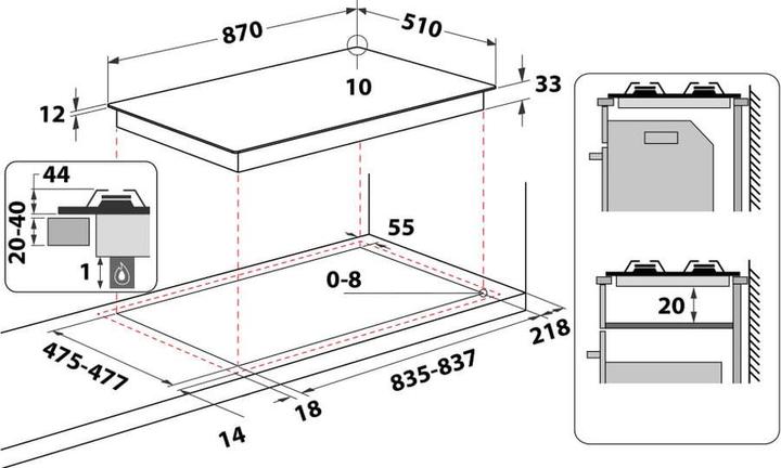 Produktbild Hotpoint PHN 962 TS/IX/HA Edelstahl Einbaugerät 90 cm Gas 6 Herd(e)