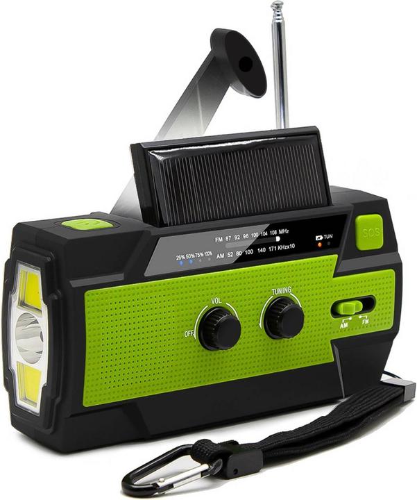 Productafbeelding Grafner Zwengelradio Solar USB LED Batterij Camping Survival Noodradio KR11064 (AM, FM)
