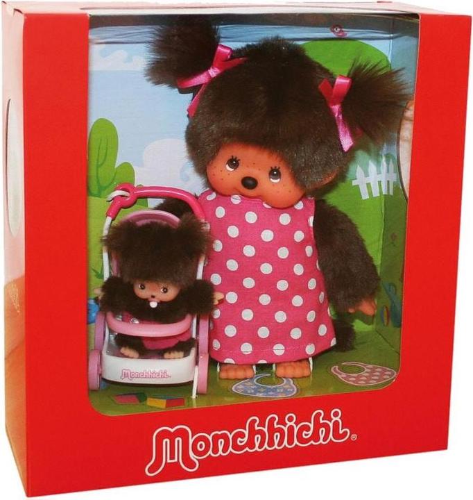Actual product image Monchhichi knuffelpop Moeder met buggy 20 cm (20 cm)