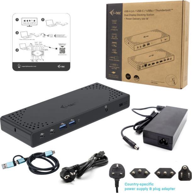 Produktbild i-tec USB-A/-C TB DUAL DOCK DUAL DISPLAY DOCK PD 100W (USB-C, 8 Ports)