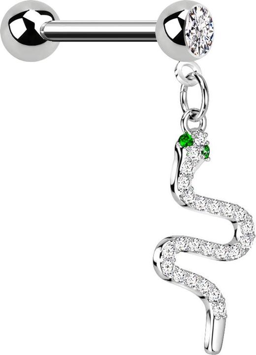 Produktbild Star Piercing Micro Barbell silber mit Kugel und Kugel Kristall silber Anhänger Schlange (Chirurgenstahl 316L, Messing)