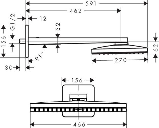 Image du produit Axor ShowerSolutions douche de tête 460/300 1 jet, bras de douche, rosette Softcube (1 Types de jets, 19 l/min)