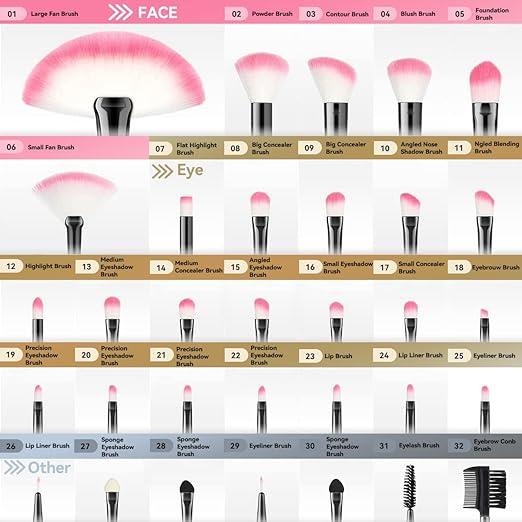 Image du produit Yuwaku 32 pièces de maquillage Pinceaux Set avec sac No.22 (Sourcils)