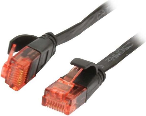 Actual product image Synergy 21 Patch cable RJ45 UTP(U/UTP). 2m black, CAT6, PVC, flat, Sy (U/UTP, CAT6, 2 m)