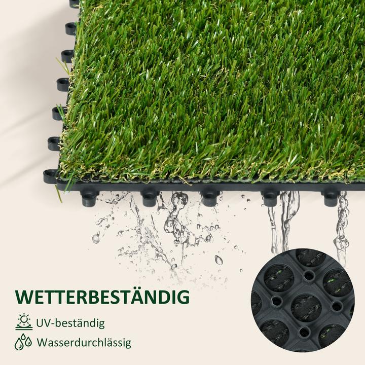 Produktbild Outsunny Kunstrasen 10er Stecksystem Set mit Drainagefunktion und 11.000 Fasern (10 x)