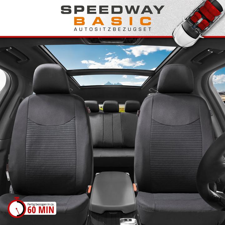 Immagine prodotto Walser Coprisedile auto ZIPP-IT Speedway, set completo di coprisedile auto con sistema di cerniere nero