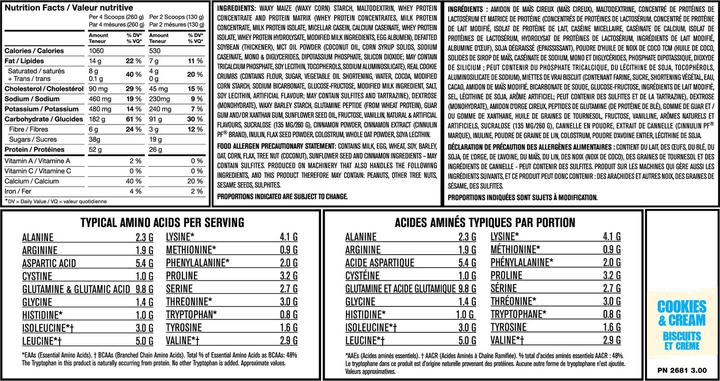 Nutritional values and ingredients Mutant Mass (Chocolate, 1 pcs., 6800 g)