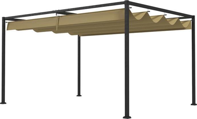 Swisshandel24 Pergola 3x2m, mit verstellbares Dach, Freistehend, Sonnenschutz, Khaki (298 cm, 213 cm)