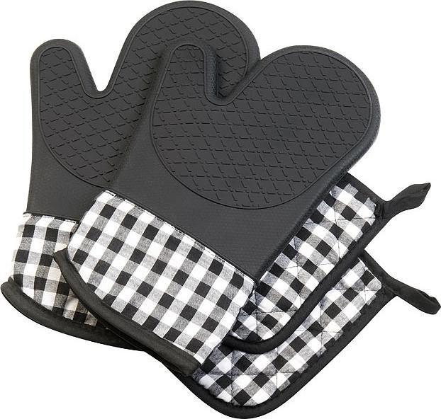 Image du produit Rosenstein & Söhne Lot de 4 gants de four et maniques en silicone (Rembourrage : 100 % polyester, 100 % coton avec surface de préhension en silicone)