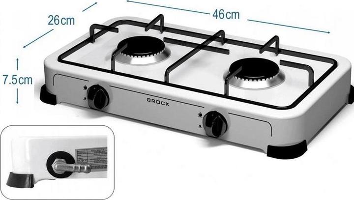 Actual product image Brock Electronics BROCK GS 002 W Gas Range Double Burner G30 G31 White