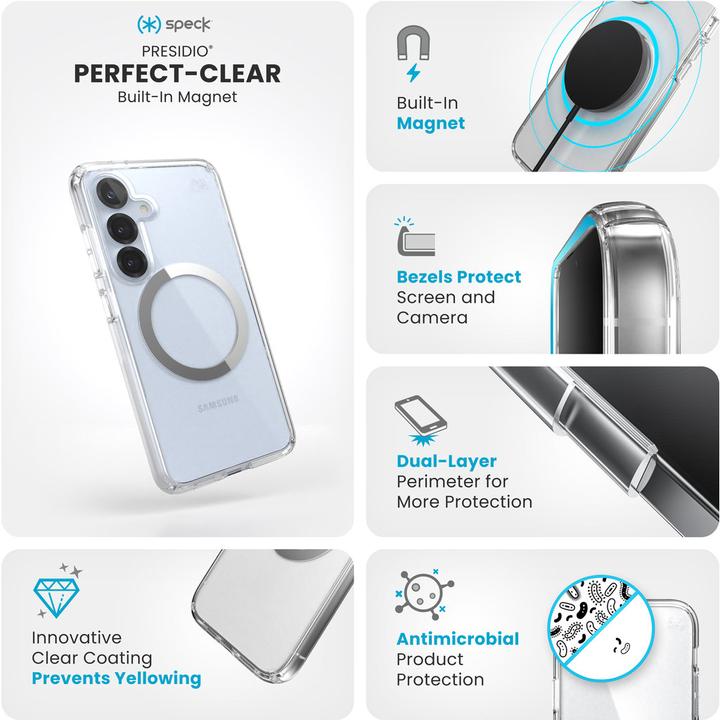 Immagine prodotto speck Presidio2 Clear + Magnet Samsung Galaxy S25/S24 - with Microban (Samsung Galaxy S25)
