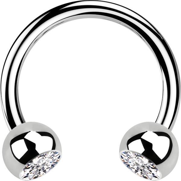 Produktbild Star Piercing Micro Circular Barbell silber mit zwei Kugeln Kristall silber (ohne Messing, Chirurgenstahl 316L)