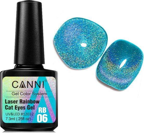 Produktbild Canni Gellack Laser Rainbow Cat Eyes RB06 (Türkis-Blau, Gel-Effekt Nagellack)
