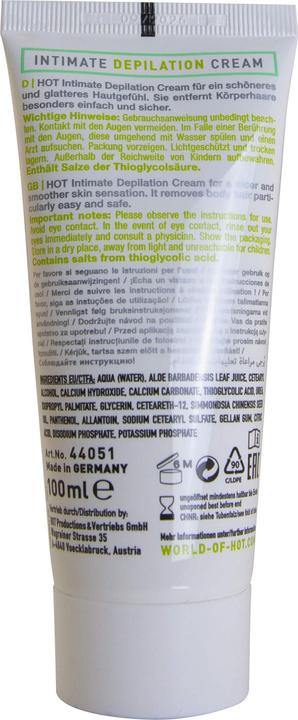 Valeurs nutritives et ingrédients HOT Crème dépilatoire intime (100 ml, 1 x, 150 g)