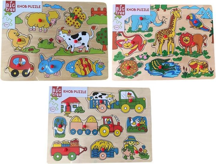 Immagine prodotto Puzzle di bottoni Animali in legno 3 assortiti (3 pezzi)