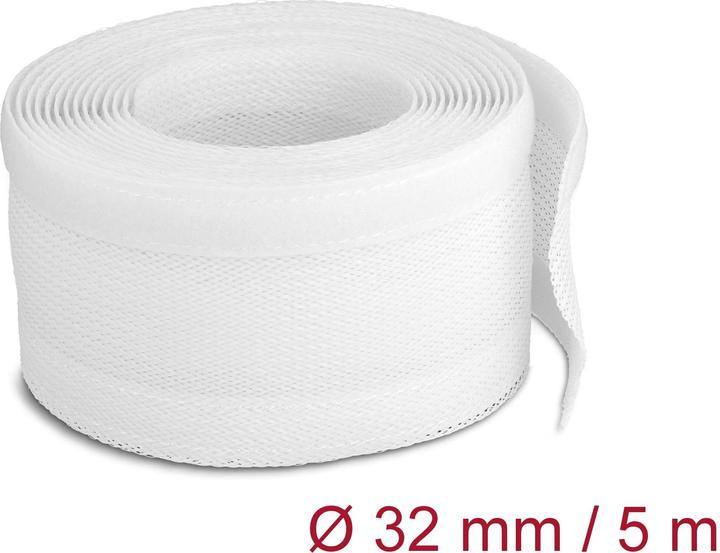 Produktbild Delock Geflechtschlauch mit Klettverschluss 5 m x 32 mm weiss (Kabelschlauch, 500 cm)