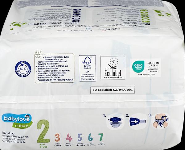 Immagine prodotto dm babylove nature Windeln (Dimensione 2, Pacco trasportabile, 28 Pezzo/i)