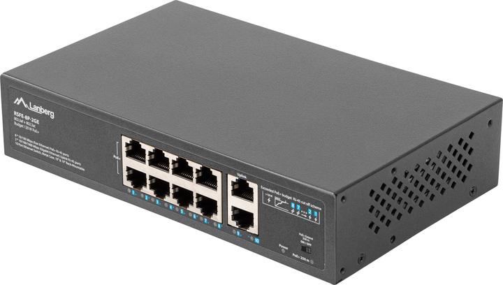 Immagine prodotto Lanberg Switch di rete RSFE-8P-2GE-120 Gigabit Ethernet non gestito (10/100/1000) Power over Ethernet (10 Porti)
