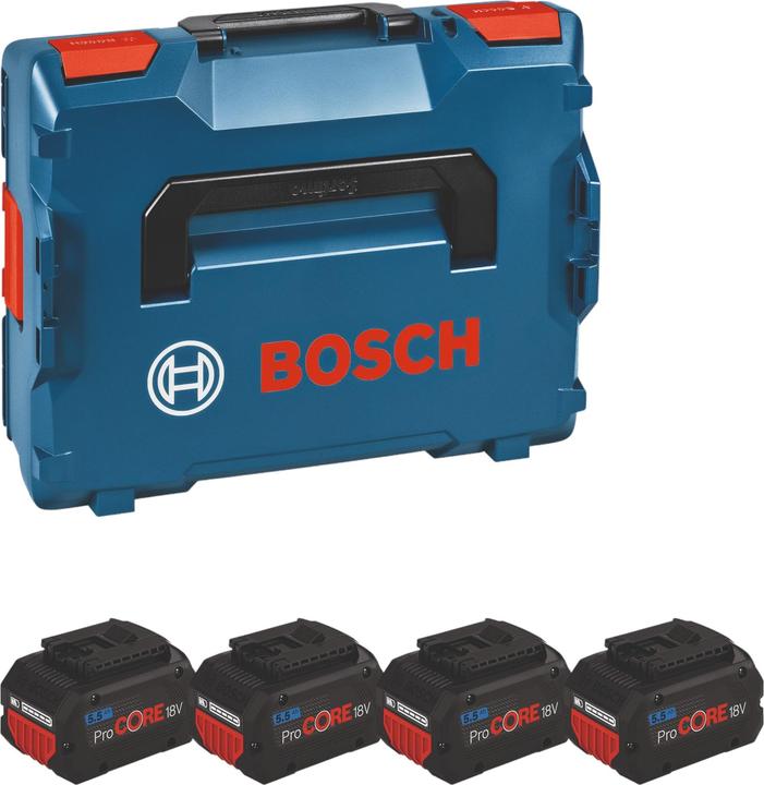 L-BOXX 136 1.600.A01.2G0, 1/1 L-BOXX inlegvel voor startsets 1.600.A02.BV4, 4 x ProCORE 18V 5,5Ah oplaadbare accu 1.600.A02.149