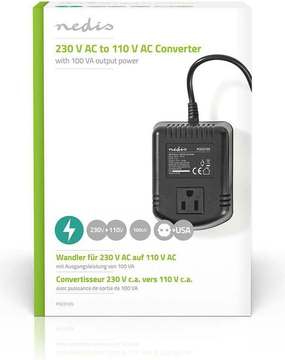 Image du produit Nedis Stromwandler Umrichter - Netzstromversorgung - 230 VAC 50 Hz - Ausgangsspannung: 110 VAC - 1