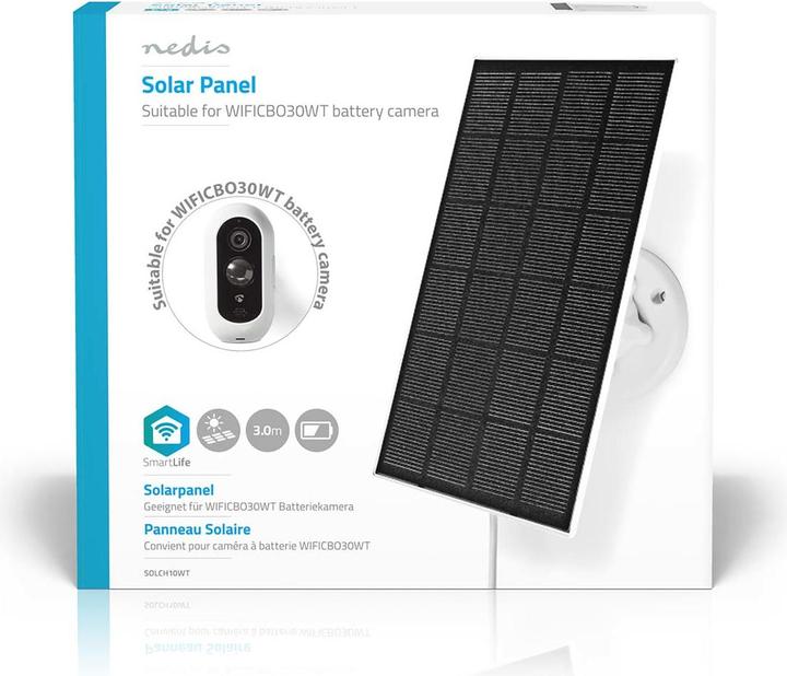 Immagine prodotto Nedis Pannello solare 4,5 V DC 0,5 A A Micro USB Lunghezza cavo: 3,00 m Accessori per: WIFICBO30WT (3 W)