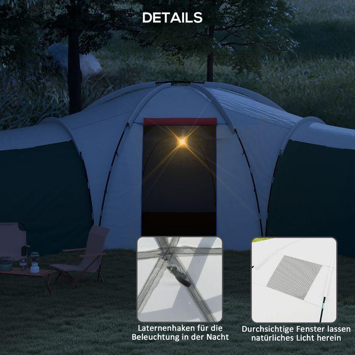 Image du produit Swisshandel24 Tunnelzelt Campingzelt für 6-9 Personen mit 3 Schlafzimmern, Wohnzimmer, Veranda (Tente tunnel, 6 personnes)