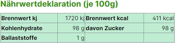 Nährwerte und Zutaten Energybalance Galactose hochreines Pulver (1 Stück, Pulver, 250 g)