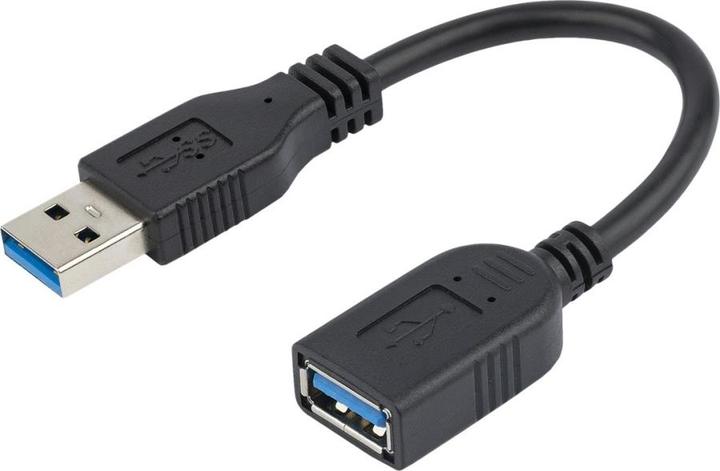 Actual product image StarTech 15cm USB 3.0 extension cable - USB 3 type A cable extension - male/female - black (0.15 m, USB 3.0)