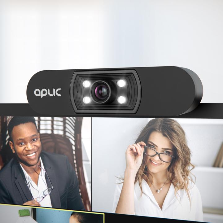 Immagine prodotto Aplic Webcam Full HD con microfono, 1920x1080P @ 25 Hz, 4 luci ausiliarie / luce di scena, obiettivo 5P
