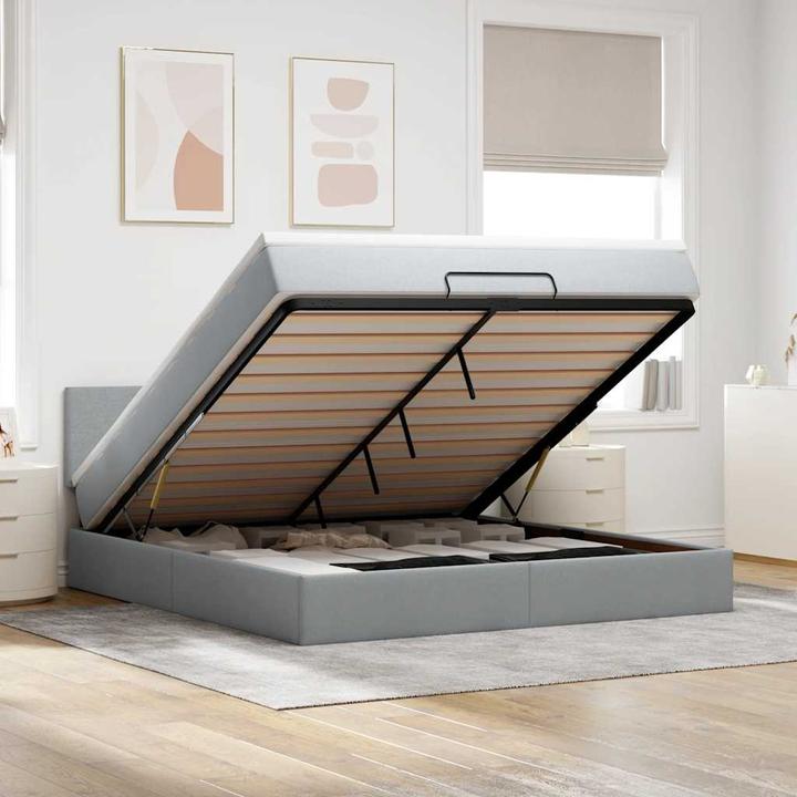 Image du produit VidaXL Ottoman-lit avec matelas Gris clair 90x190 cm Tissu (90 x 190 cm)