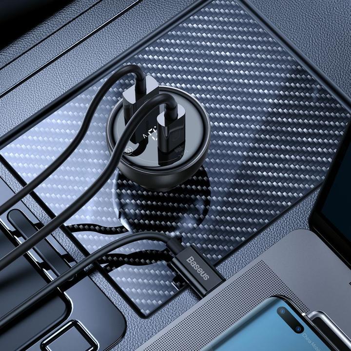 Image du produit Baseus Digital Display fast car charger USB-A / USB-C PD3.1 140W black + USB-C cable Superior