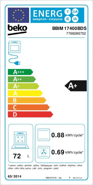 Etichetta energetica Beko BBIM17400BDS