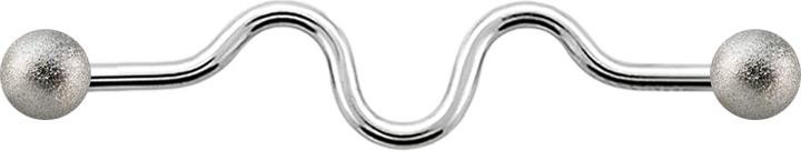 Star Piercing Barbell silber zig zag mit zwei Kugeln gesprenkelt (ohne Messing, Chirurgenstahl 316L)
