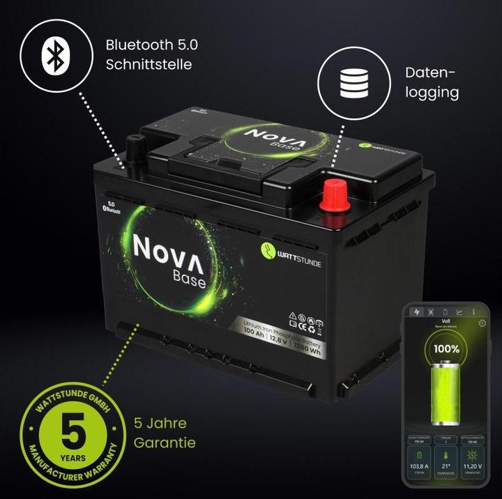 Actual product image Wattstunde Batterie NOVA Base 100 Ah LiFePO4 (12.80 V, 100 Ah)