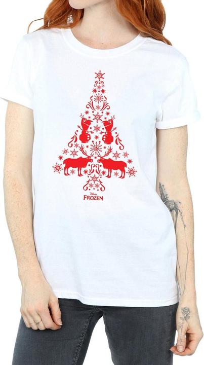 Actual product image Disney Womens/Ladies Frozen Christmas Tree Cotton Boyfriend T-Shirt (XXL)