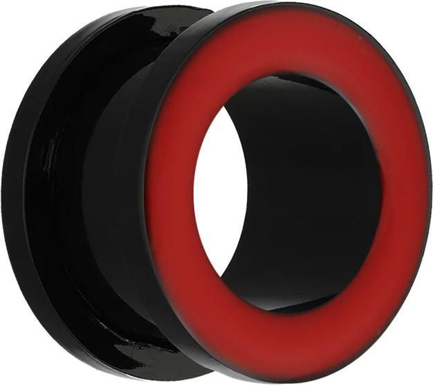 Star Piercing Flesh Tunnel mit rotem Rand (ohne Messing, Acryl)