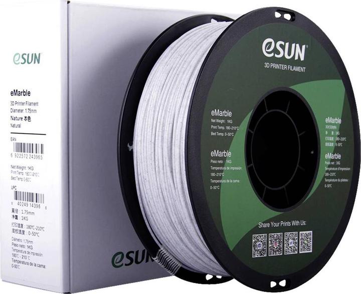 Immagine prodotto eSUN eMarble Filamento PLA Compound 1,75 mm 1 kg Marmo (PLA, 1.75 mm, 1000 g, Bianco)