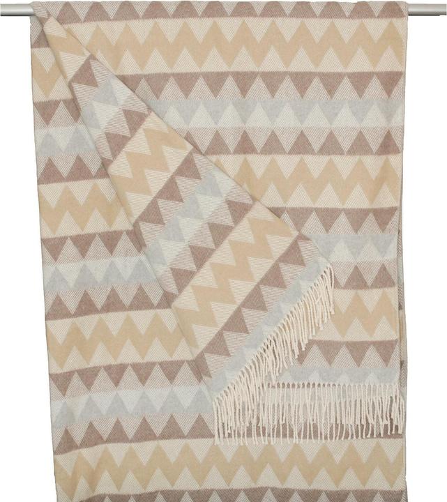 Image du produit Hubatka Couverture Zickzack 150 x 200 cm, Beige/Bleu (150 x 200 cm)