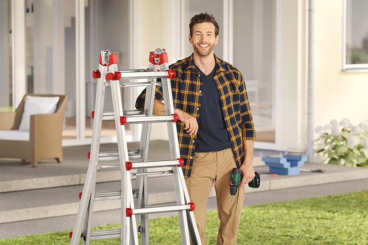 Actual product image Hailo M80, aluminium multifunctional ladder, 4x4 rungs (Multi-purpose ladder, 123 cm)